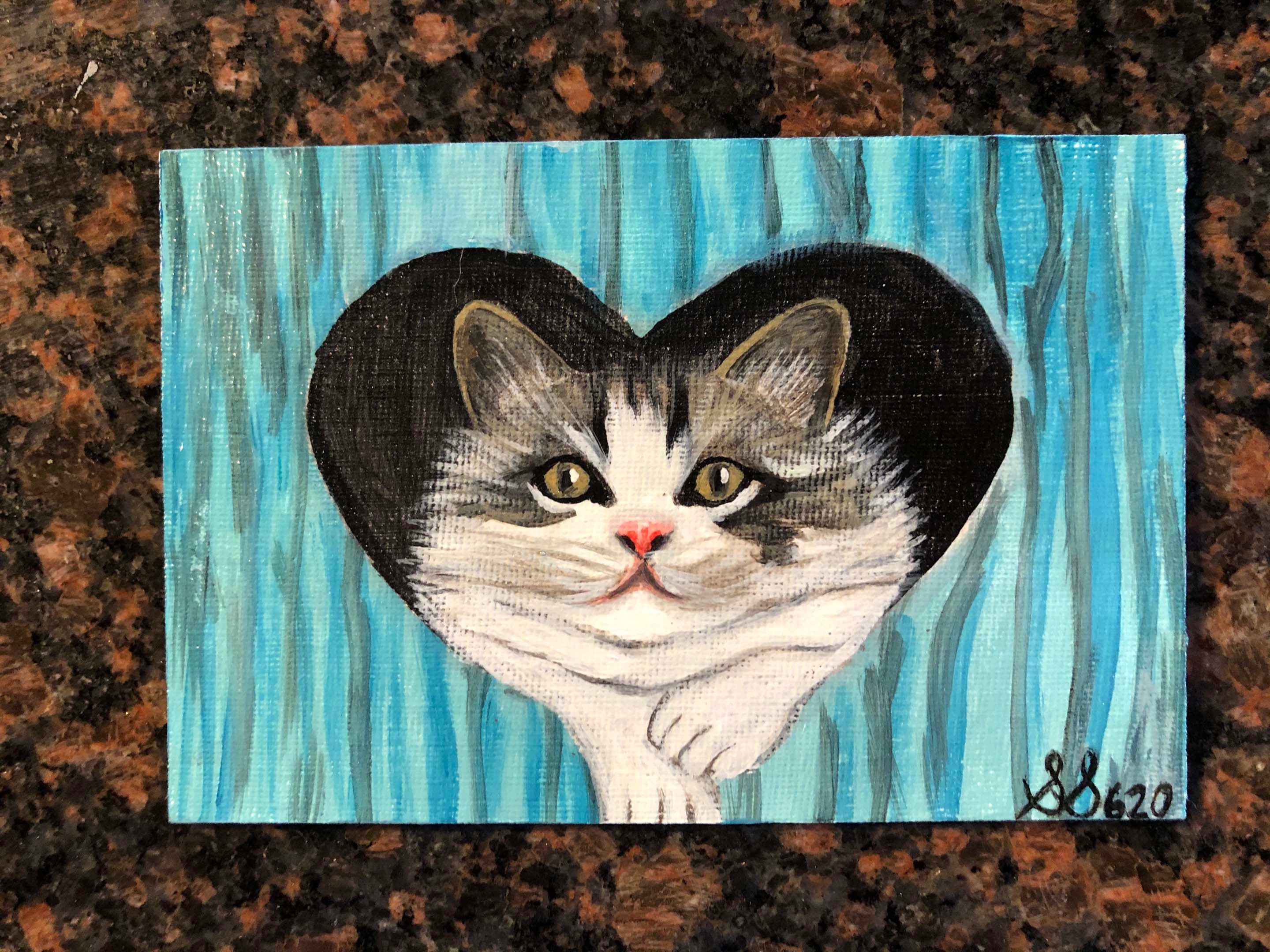 Purrrrfectly Lovely Acrylic Hand Painted Post Card Etsy