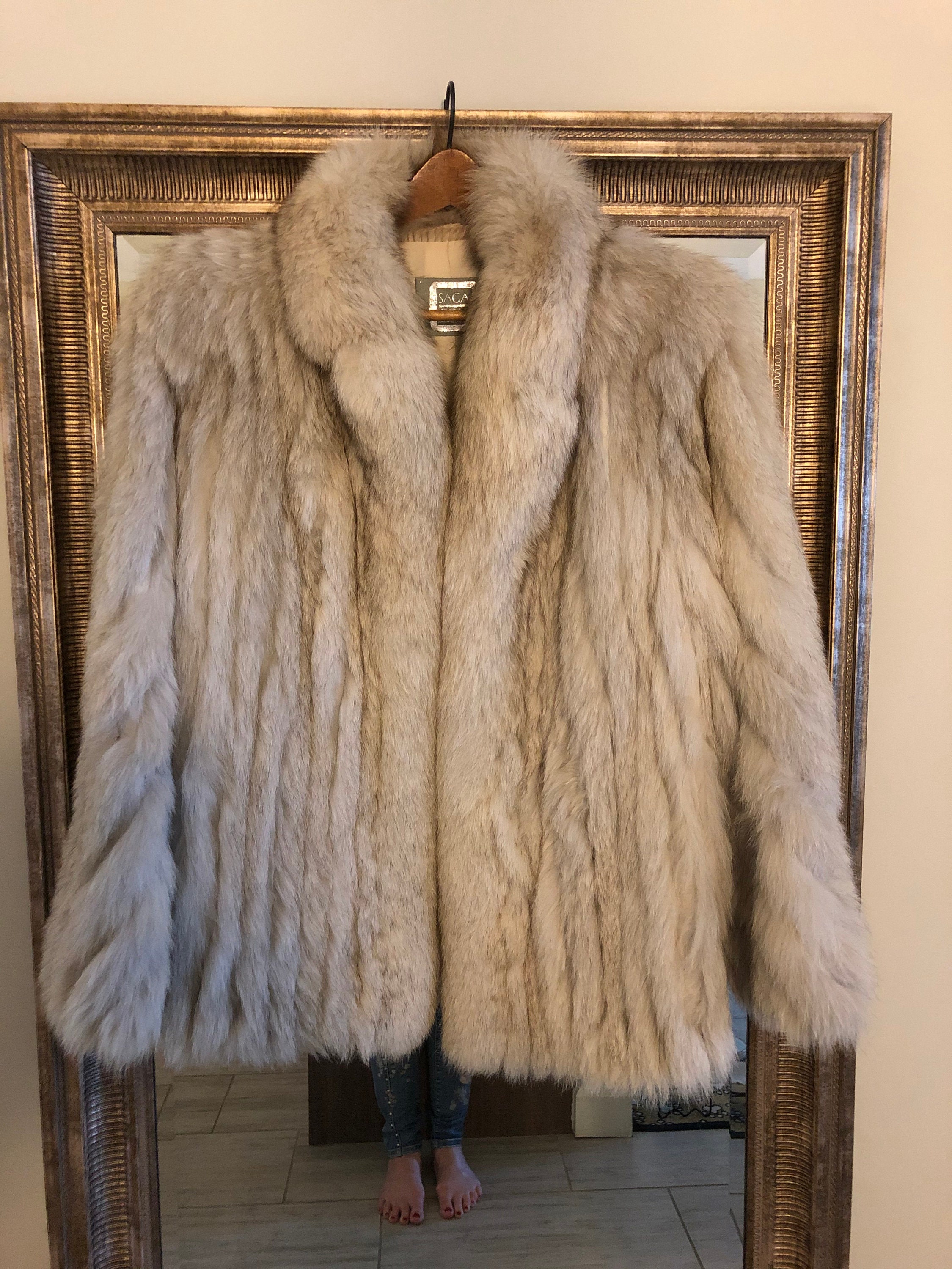 Saga White Fox Fur REAL FUR Womens Coat - Etsy