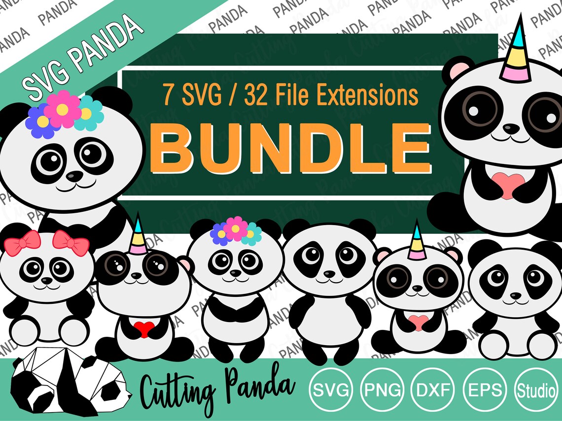 BUNDLE Panda SVG Panda Bundle SVG File Cute Panda Unicorn - Etsy