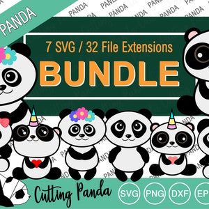 BUNDLE Panda SVG, Panda Bundle SVG File, Cute Panda Unicorn, Clipart ...