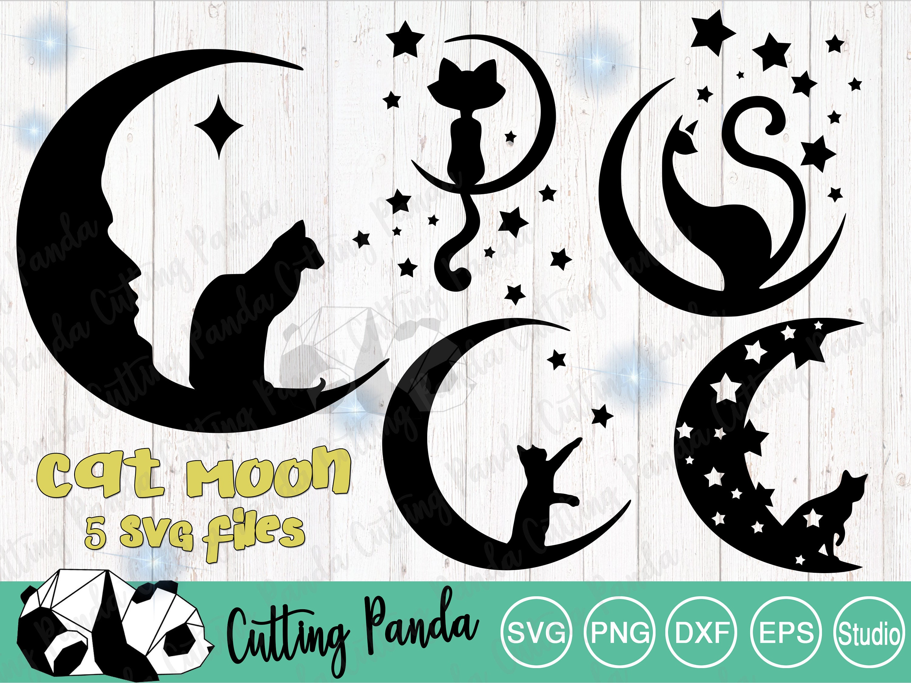 Bundle CAT and MOON SVG Files. Cat and Moon Stencil. Cat Svg - Etsy UK
