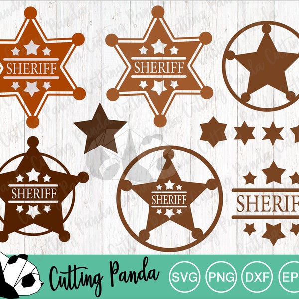 Sheriff Old west Badge SVG cutting file. Sheriff Badge Stencil and Layered cutting file.