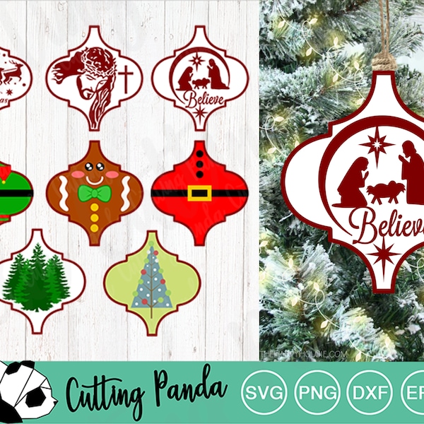 Arabesque Christmas Ornament SVG Bundle, Monogram Arabesque Tile Svg, Tile Ornaments. Arabesque Tile SVG Pack,Christmas Arabesque SVG Cricut
