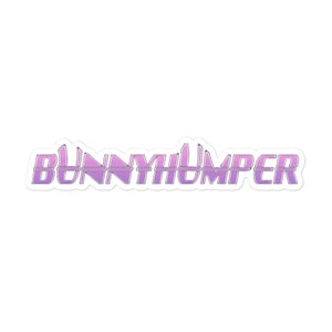 May include: A sticker with the text "BUNNYHUMPER" in a pink and purple gradient with a white outline.