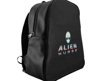 MOCHILA escolar ALIEN NURSE: ¡mira Extra Terrific volviendo a la escuela con esta elegante bolsa alienígena de ciencia ficción espaciada para estudiantes de todas las edades!