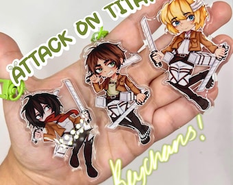 AOT-sleutelhangers, Eren, Mikasa, Armin,