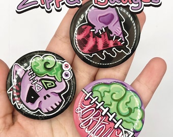 Zipper Emo-Szene 3-teiliges Abzeichen-Set