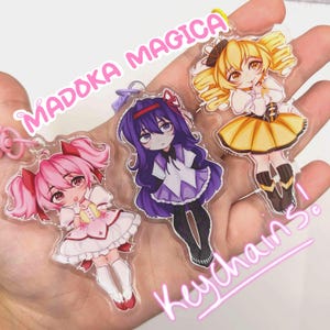 Madoka magica keychains, madoka, mami and Homura