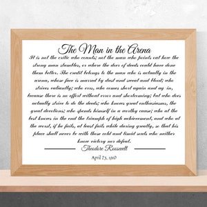 inspirational signs | The Man in the Arena sign | office signs | office wall decor | home decor sign | motivational signs | home decor print