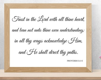 Trust in the Lord with all thine heart sign | scripture sign | Proverbs 3:5-6 | Lord scripture | Bible verse sign | scripture wall decor