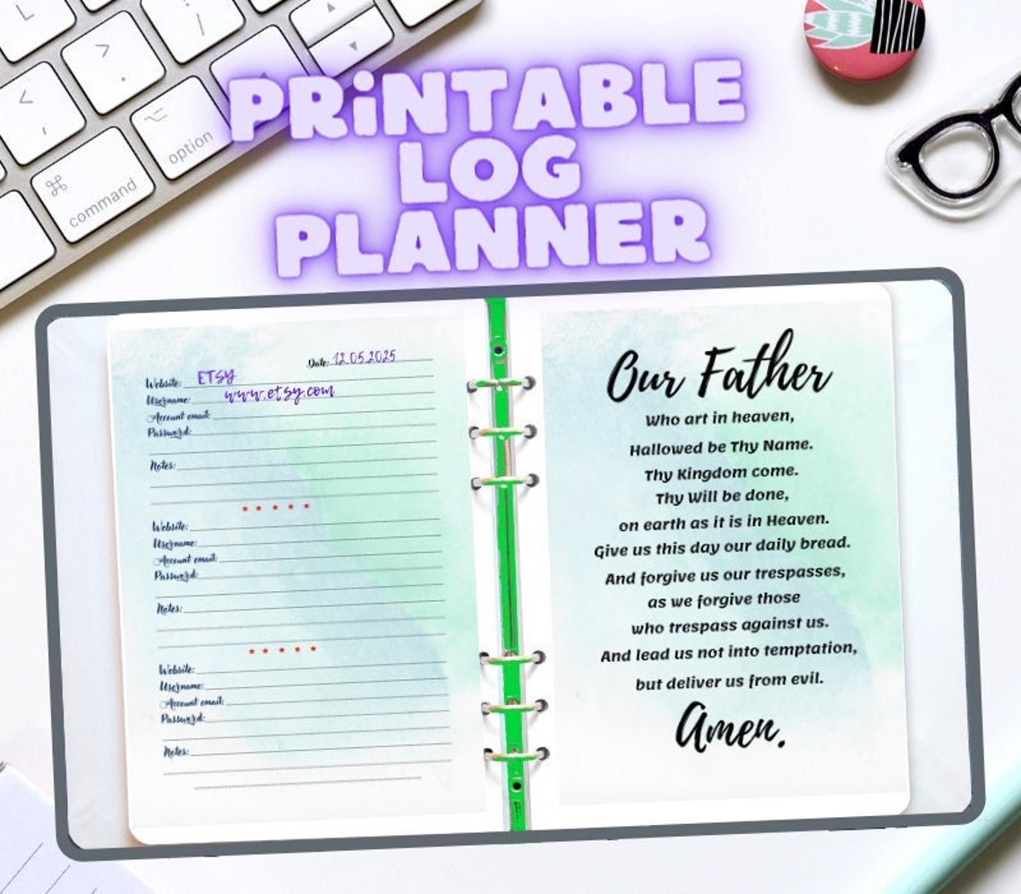 Printable Log Planner Printable Log Book Password Organizer - Etsy