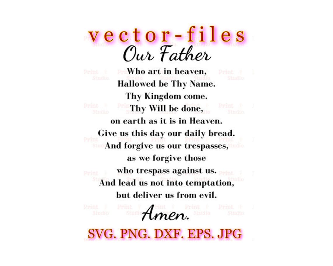 The Lord's Prayer SVG. Our Father Prayer Svg. Scripture Vector. Our