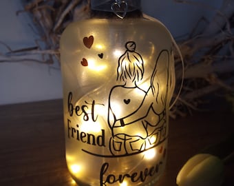 Leuchtflasche "best friend forever"  LED Flaschenlicht Dekolampe Geschenk Freundin Freund