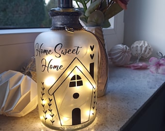 Leuchtflasche "Home Sweet Home"  LED Flaschenlicht Dekolampe Geschenk
