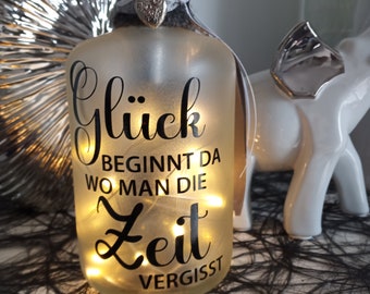 Leuchtflasche "Glück ..."  LED Flaschenlicht Dekolampe Geschenk