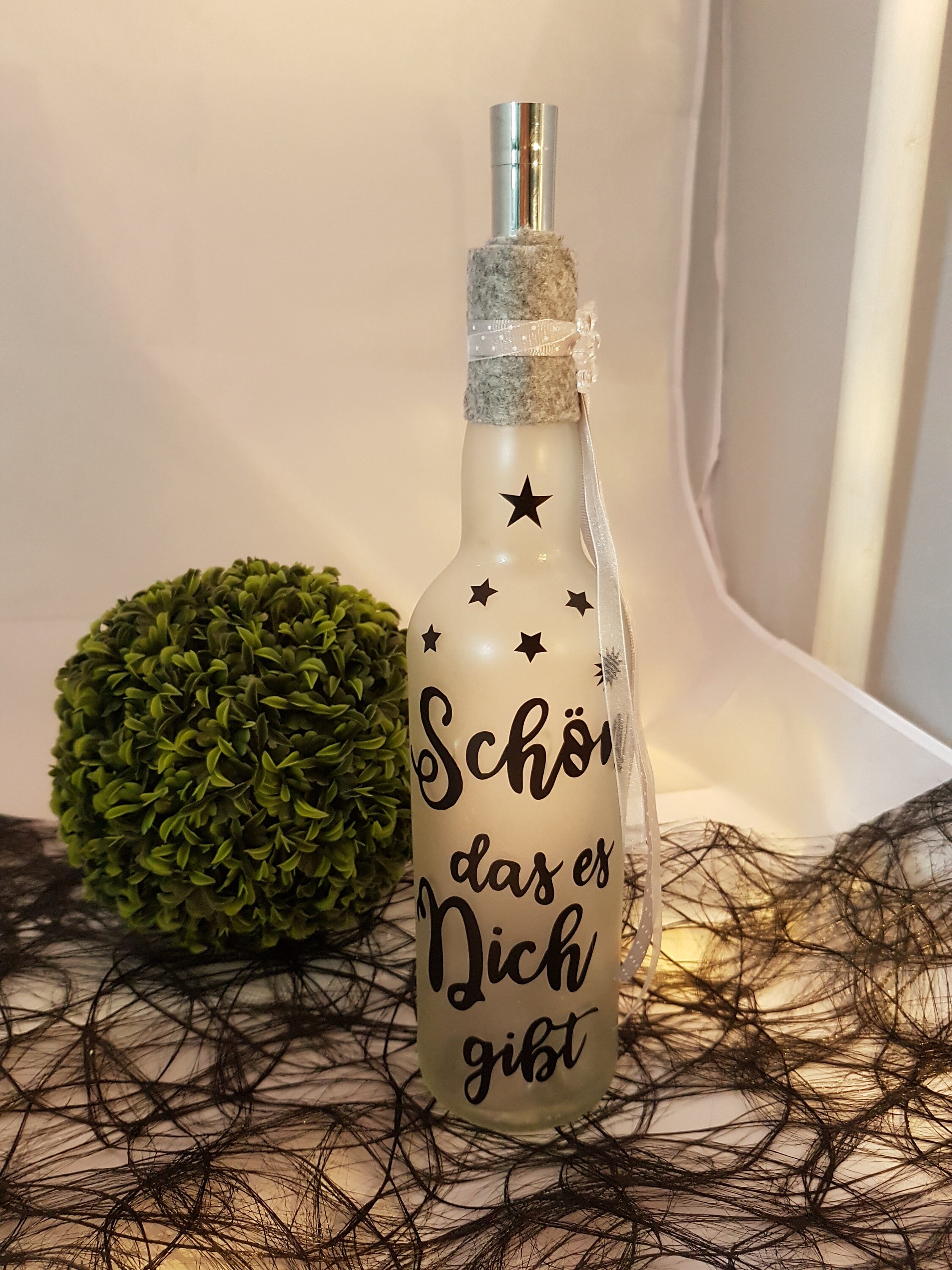 Beleuchtete Flasche Spruch Schön das es Dich gibt Etsy