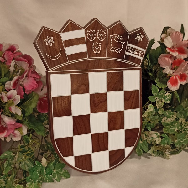 Croatian coat of arms, Hrvatski grb, black walnut