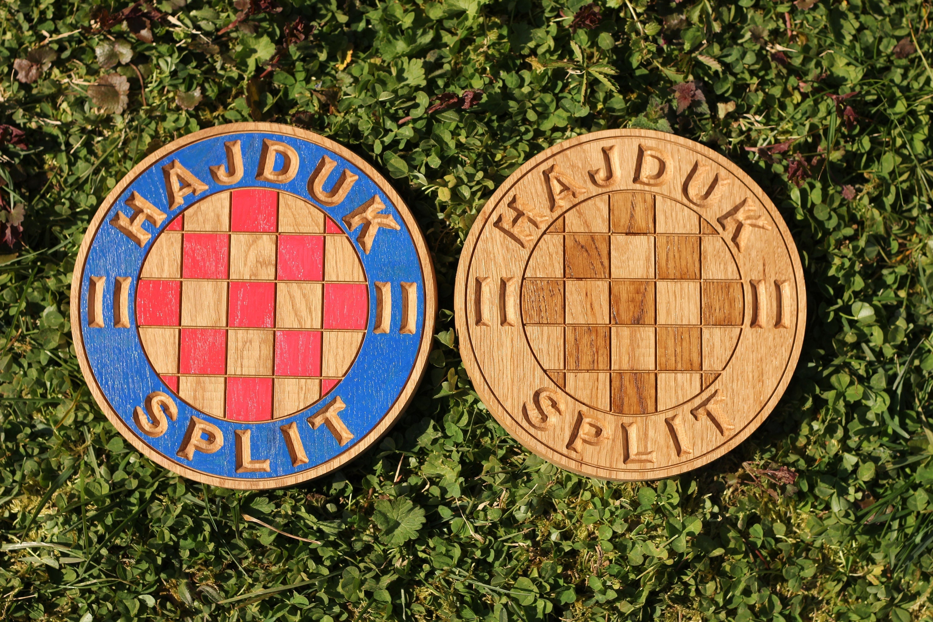 Coat of arms FC Hajduk, Split, Croatia, on a concrete background