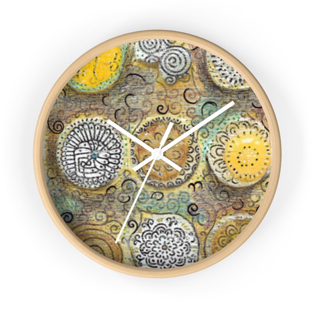 Artistic 10 round wall clock, Modern mandala design clock decor, Unique ...
