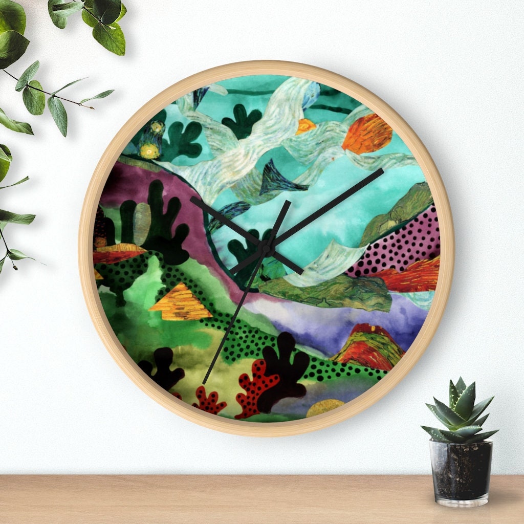 Artistic Round Wall Clock Colorful Landscape 10 Clock - Etsy
