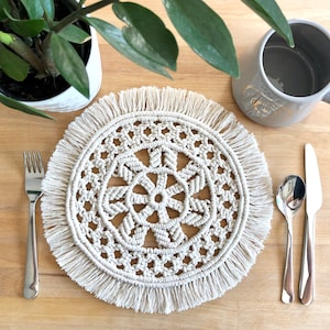 Handmade Macrame Doily: Boho Table Decor, Trivet, Placemat
