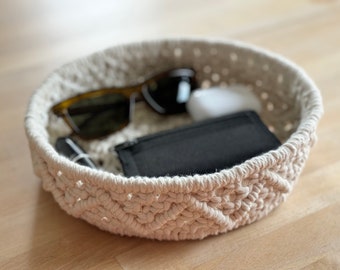 Großer Makramee Korb: Boho Baumwolle Schüssel, Home Decor