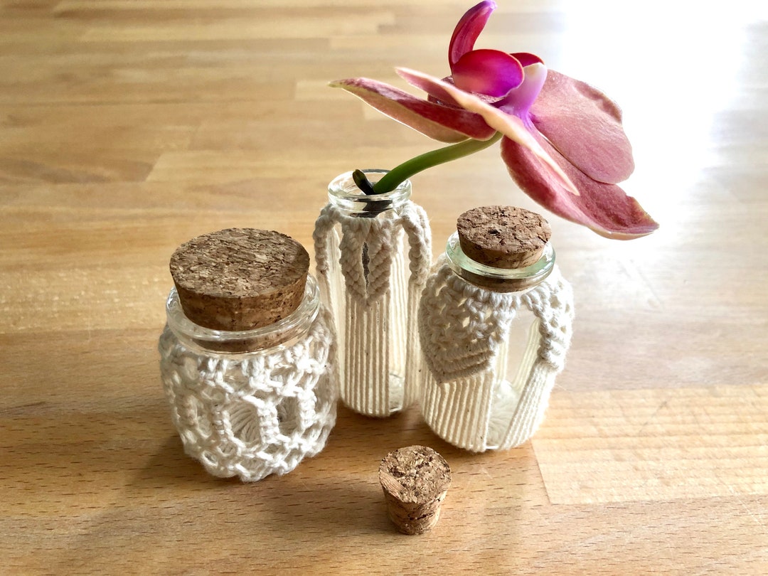 Macrame Mini Bottles (set of 3) | Macrame Mini Vases | Boho Inspired ...