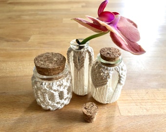 Macrame mini bottles (set of 3) | Macrame mini vases | Boho inspired home decor | Unique gift idea