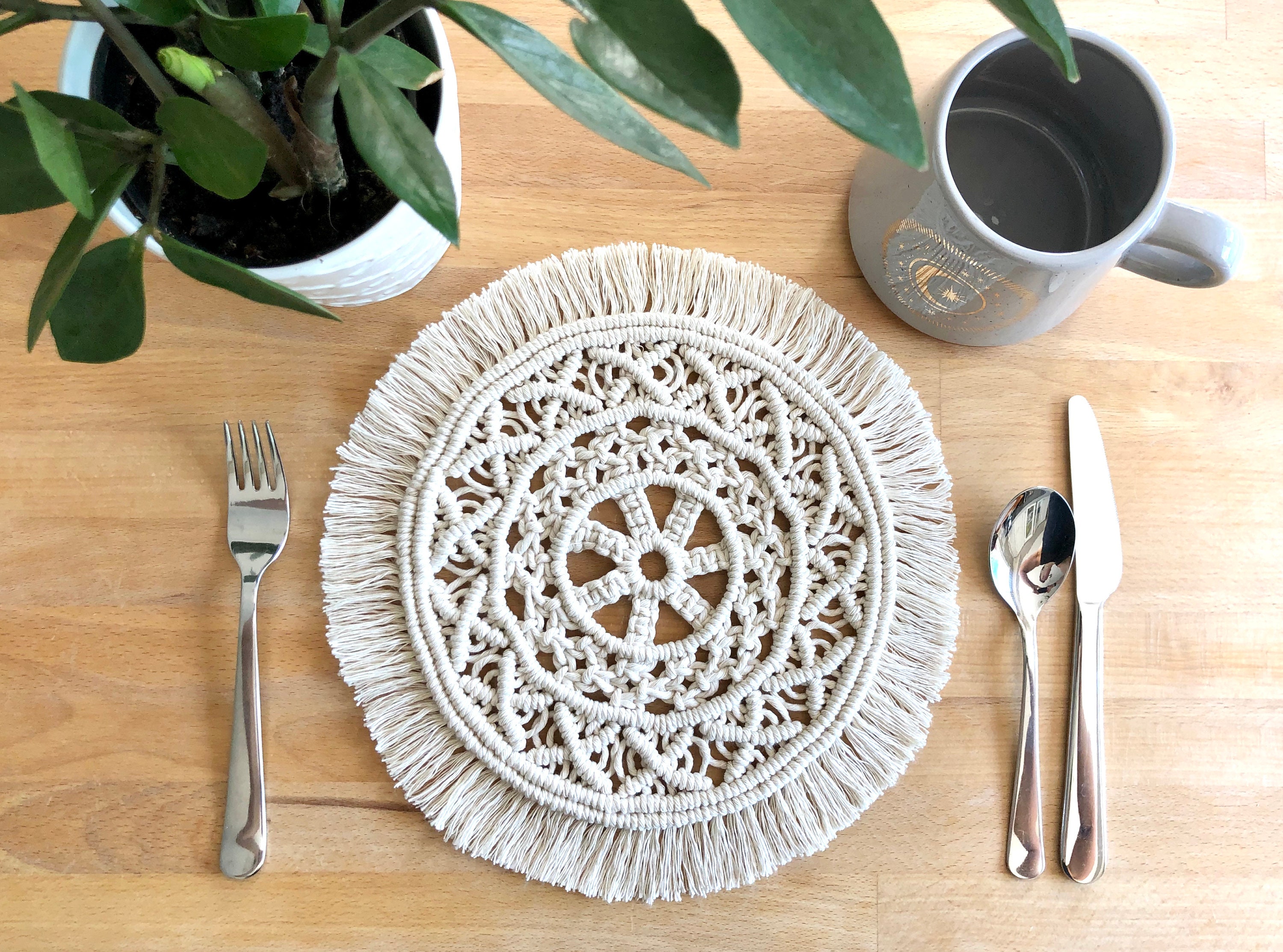Macrame doily Macrame trivet Macrame placemat Boho Etsy