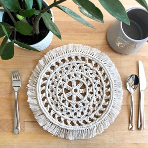 Handmade Macrame Doily: Boho Table Decor, Trivet, Placemat