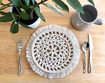 Macrame doily | Macrame trivet | Macrame placemat | Boho inspired table decor | Unique gift idea