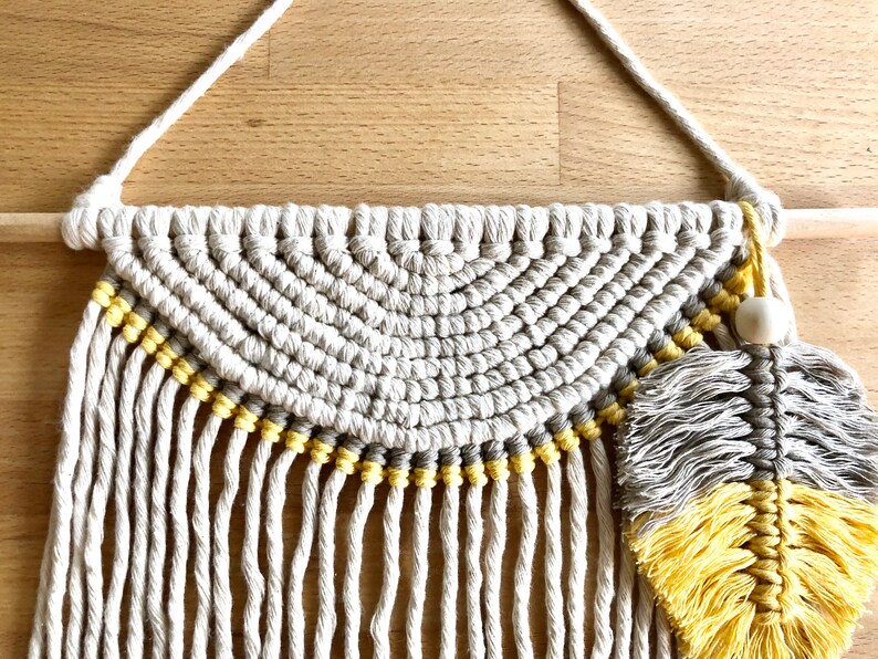 Macrame wall hanging with macrame feather Boho inspired home decor Unique gift idea image 4