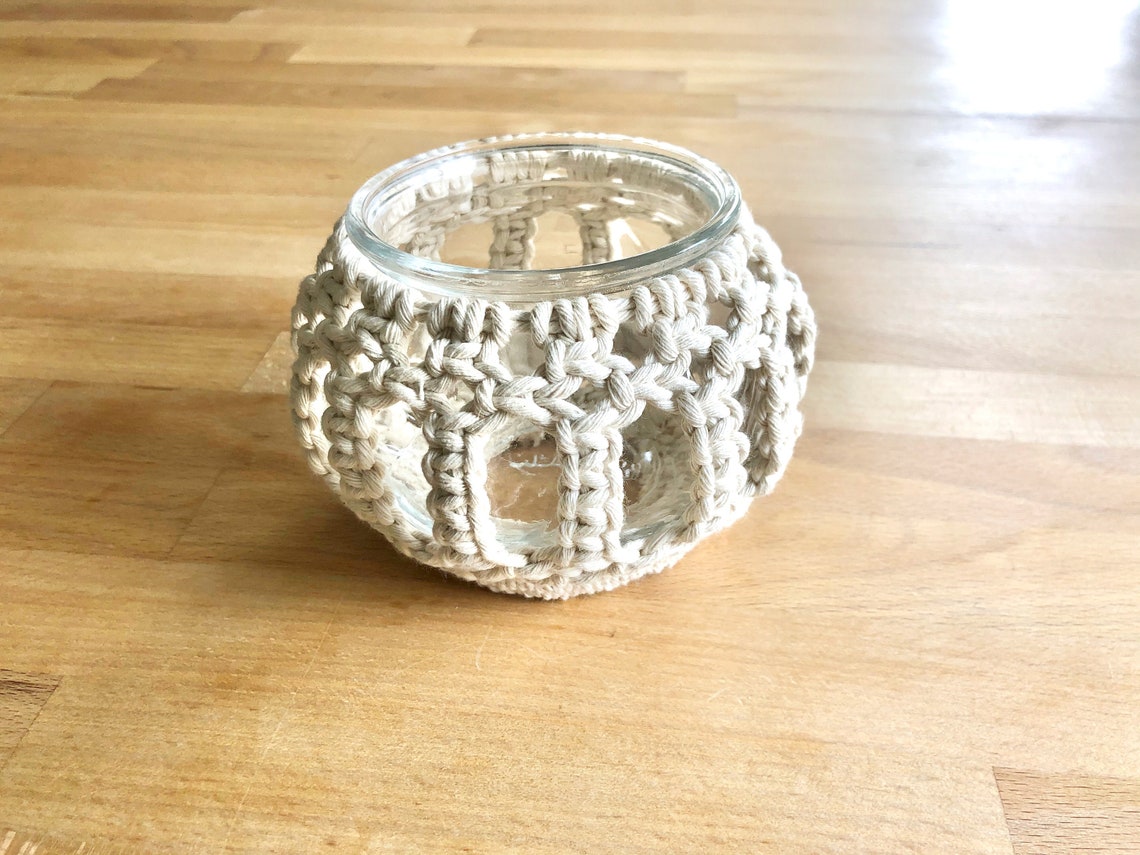 Macrame tea light holder Macrame glass candle holder Boho Etsy