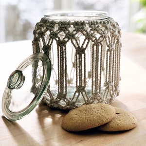 Macrame canister Macrame jar Macrame container Boho inspired home decor Unique gift idea image 1