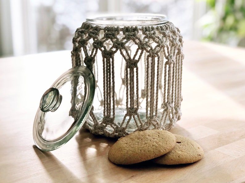 Macrame canister Macrame jar Macrame container Boho inspired home decor Unique gift idea image 1