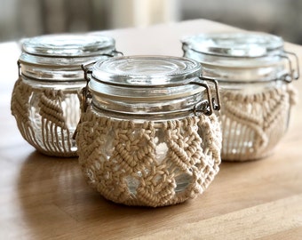 Makramee beschichtete Gläser Set: Boho Home Decor