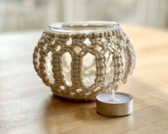 Macrame tea light holder | Macrame glass candle holder | Boho inspired home decor | Unique gift idea