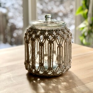 Macrame canister Macrame jar Macrame container Boho inspired home decor Unique gift idea image 2