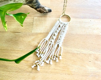 Macrame pendant necklace | Chain necklace with macrame pendant | Boho inspired jewelry | Unique | Handmade