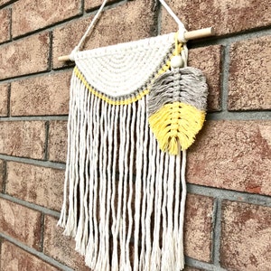 Macrame wall hanging with macrame feather Boho inspired home decor Unique gift idea image 3