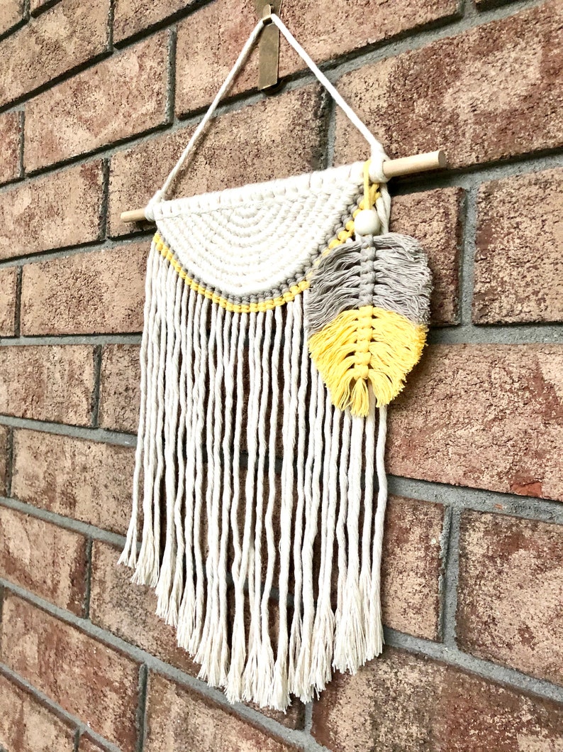 Macrame wall hanging with macrame feather Boho inspired home decor Unique gift idea image 3