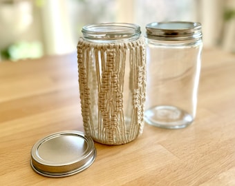 Makramee beschichtete Dose mit Deckel: Boho Home Decor