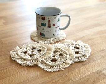 Macrame coasters (set of 4) | Boho inspired table decor | Unique gift idea