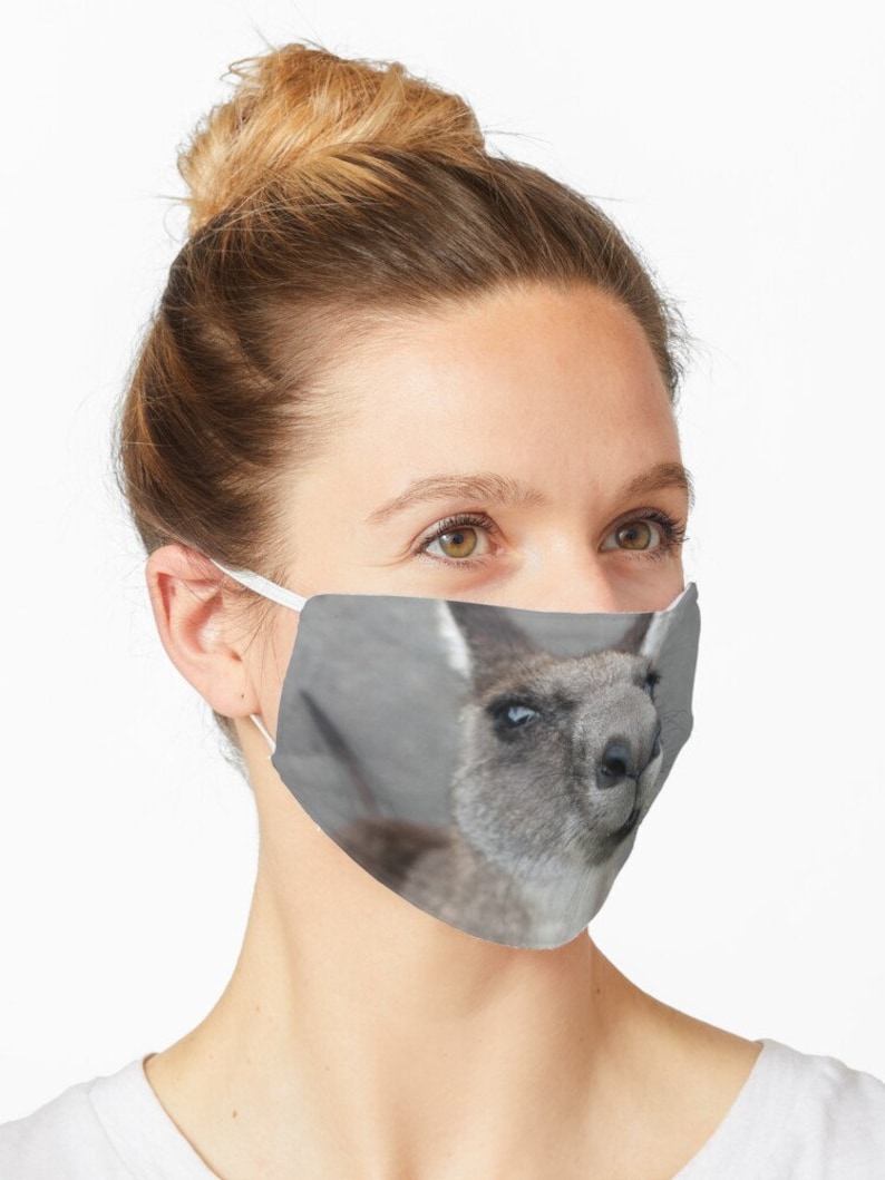 Kangaroo Face Mask Cover Cute Cloth Face Covering. Australia Etsy