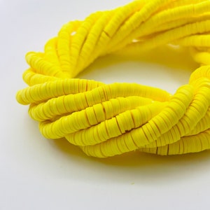 1 Strand Neon Yellow Heishi Beads 6mm, Polymer Clay Beads, Y2K Heishi Bracelet Beads,African Vinyl Disc Beads, Beads, Polymer Clay Jewelry