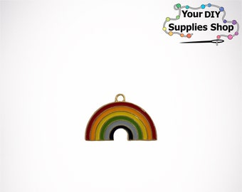 1 pcs or 4 pcs Enamel Rainbow Charms Back gold Tone LGBT decoration Pendant for Jewelry making FAST SHIPPING
