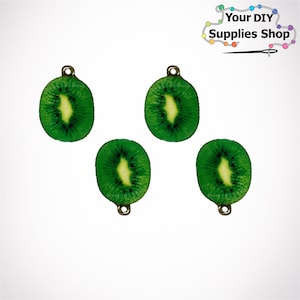4 Pcs Kiwi Charms Fruit Gold Plated Enamel Charms 27mmx20mm