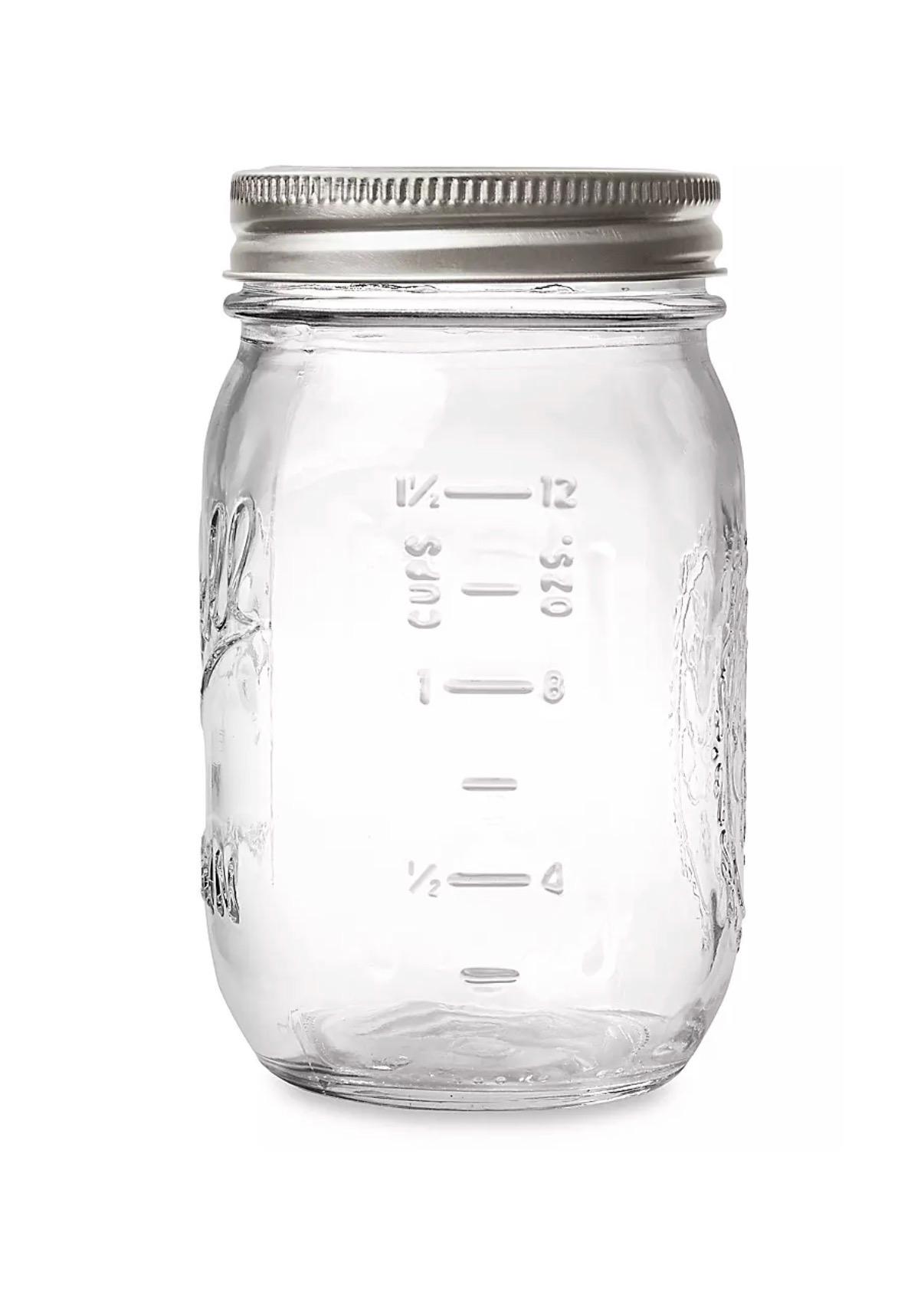 Ball Pint Mason Jar 16 Oz Regular Mouth Glass Jar With Lid & Band | Clear | Made in USA | New | Single Jar