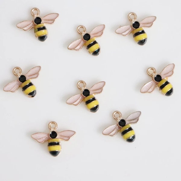 1 Bee / 3 Bees / 5 Bees/20 Bees /50 Bees Beautiful Kawaii Cute Colorful Bee Buckle Cute C Shape Knot Hairband Bee Pendant for Jewelry Making