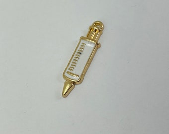 1PC/3PCs Beautiful Cute Syringe Enamel Metal charms for bracelet, necklace, earrings, keychain, Beads for Doctor Nurse Jewelry Making
